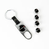 DODGE Silver Car Wheel Tire Valves Dust Stem Air Caps Keychain Emblem KEY FOB Set - US SELLER