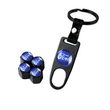 FORD Racing Black LOGO Set Emblems with Wheel Tire Valves Air Caps Keychain - US SELLER