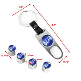 FORD Racing Set LOGO Emblems with Silver Tire Wheel Valves Air Caps Keychain - US SELLER