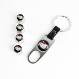Hello Kitty Car Wheel Tire Valves Dust Stem Air Caps Keychain Emblem KEY FOB Silver Set - US SELLER