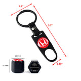 Honda Civic Car Wheel Tire Valves Dust Stem Air Caps Keychain Emblem KEY FOB Black Set - US SELLER