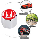 Honda Civic Car Wheel Tire Valves Dust Stem Air Caps Keychain Emblem KEY FOB Silver Set - US SELLER