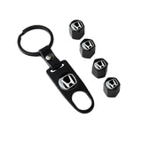 Honda Civic Set of Black Car Wheel Tire Valves Dust Stem Air Caps Keychain with Black Carbon Fiber Look Seat Belt Covers
