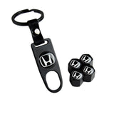 Honda Civic Set of Black Car Wheel Tire Valves Dust Stem Air Caps Keychain with Black Carbon Fiber Look Seat Belt Covers