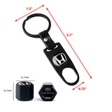 HONDA LOGO Set Emblems with Black Keychain Wheel Tire Valves Air Caps - US SELLER