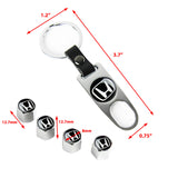 HONDA LOGO Set Emblems with Silver Tire Valves Wheel Air Caps Keychain - US SELLER