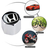 Honda Civic Silver Car Wheel Tire Valves Dust Stem Air Caps Keychain Emblem KEY FOB Set - US SELLER