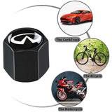 INFINITI Black Car Wheel Tire Valves Dust Stem Air Caps Keychain Emblem KEY FOB Set - US SELLER