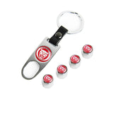 JAGUAR Silver Car Wheel Tire Valves Dust Stem Air Caps Keychain Emblem KEY FOB Set - US SELLER