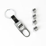 JEEP LOGO Set Emblems with Silver Keychain Wheel Tire Valves Air Caps - US SELLER