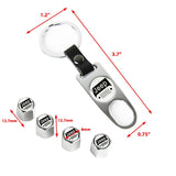 JEEP LOGO Set Emblems with Silver Keychain Wheel Tire Valves Air Caps - US SELLER