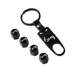 JEEP Universal Car Wheel Tire Valves Dust Stem Air Caps Keychain Emblem KEY FOB Black Set - US SELLER