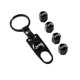 JEEP Universal Car Wheel Tire Valves Dust Stem Air Caps Keychain Emblem KEY FOB Black Set - US SELLER