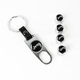 JEEP Set Emblems with Punisher Logo Silver Wheel Tire Valves Air Caps Keychain - US SELLER