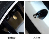 JP Junction Produce Universal Car SUV Wheel Tire Valves Dust Stem Air Caps Keychain Emblem Silver Set