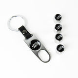 Land Rover Universal Car SUV Wheel Tire Valves Dust Stem Air Caps Keychain Emblem Silver Set