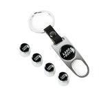 Land Rover Universal Car SUV Wheel Tire Valves Dust Stem Air Caps Keychain Emblem Silver Set