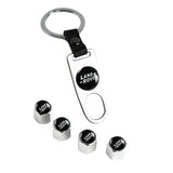 Land Rover Universal Car SUV Wheel Tire Valves Dust Stem Air Caps Keychain Emblem Silver Set
