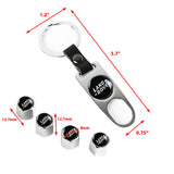 Land Rover Universal Car SUV Wheel Tire Valves Dust Stem Air Caps Keychain Emblem Silver Set