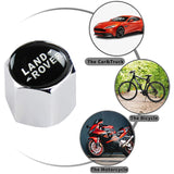 Land Rover Universal Car SUV Wheel Tire Valves Dust Stem Air Caps Keychain Emblem Silver Set