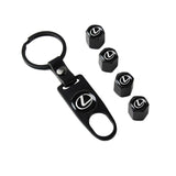 LEXUS Set LOGO Emblems with Black Wheel Tire Valves Air Caps Keychain - US SELLER