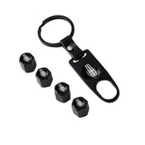 LINCOLN Universal Car SUV Wheel Tire Valves Dust Stem Air Caps Keychain Emblem Black Set