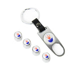 MASERATI Universal Car SUV Wheel Tire Valves Dust Stem Air Caps Keychain Emblem Silver Set