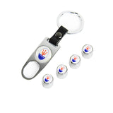 MASERATI Universal Car SUV Wheel Tire Valves Dust Stem Air Caps Keychain Emblem Silver Set