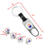 MASERATI Universal Car SUV Wheel Tire Valves Dust Stem Air Caps Keychain Emblem Silver Set