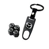 Mazda Set LOGO Emblems with Black Wheel Tire Valves Air Caps Keychain - US SELLER