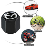 Mazda Set LOGO Emblems with Wheel Tire Valves Black Air Caps Keychain - US SELLER