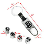 Mazda Set LOGO Emblems with Wheel Tire Valves Air Caps Silver Keychain- US SELLER