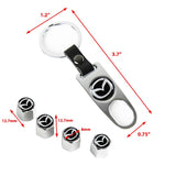 Mazda Set LOGO Emblems with Silver Wheel Tire Valves Air Caps Keychain- US SELLER