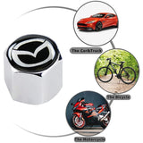 Mazda Set LOGO Emblems with Wheel Tire Valves Air Caps Silver Keychain- US SELLER