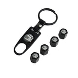MS Mazda Speed Universal Car SUV Wheel Tire Valves Dust Stem Air Caps Keychain Emblem Black Set