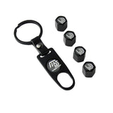 MS Mazda Speed Universal Car SUV Wheel Tire Valves Dust Stem Air Caps Keychain Emblem Black Set