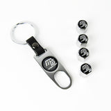 MS Mazda Speed Universal Car SUV Wheel Tire Valves Dust Stem Air Caps Keychain Emblem Silver Set