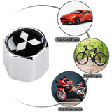 MITSUBISHI Set LOGO Emblems with Silver Keychain Tire Wheel Valves Air Caps - US SELLER