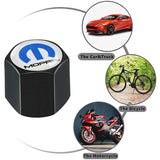 Mopar "M" Logo Universal Black Car SUV Wheel Tire Valves Dust Stem Air Caps Keychain Emblem Set