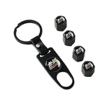 Mugen Universal Car SUV Wheel Tire Valves Dust Stem Air Caps Keychain Emblem Black Set