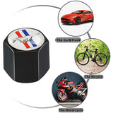 Ford Mustang Set LOGO Emblems with Black Keychain Wheel Tire Valves Air Caps - US SELLER