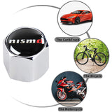 JDM NISMO Universal Car SUV Wheel Tire Valves Dust Stem Air Caps Keychain Emblem Silver Set