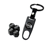 NISSAN Set LOGO Emblems with Black Keychain Tire Valves Wheel Air Caps - US SELLER