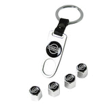 NISSAN Set LOGO Emblems with Silver Wheel Tire Valves Air Caps Keychain - US SELLER