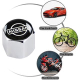 NISSAN Set LOGO Emblems with Silver Wheel Tire Valves Air Caps Keychain - US SELLER