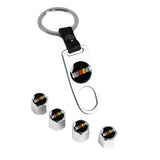 JDM RALLIART Universal Car SUV Wheel Tire Valves Dust Stem Air Caps Keychain Emblem Silver Set