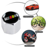 JDM RALLIART Universal Car SUV Wheel Tire Valves Dust Stem Air Caps Keychain Emblem Silver Set