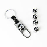 DODGE RAM Silver Car Wheel Tire Valves Dust Stem Air Caps Keychain Emblem KEY FOB Set - US SELLER