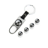 DODGE RAM Silver Car Wheel Tire Valves Dust Stem Air Caps Keychain Emblem KEY FOB Set - US SELLER