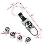 DODGE RAM Silver Car Wheel Tire Valves Dust Stem Air Caps Keychain Emblem KEY FOB Set - US SELLER